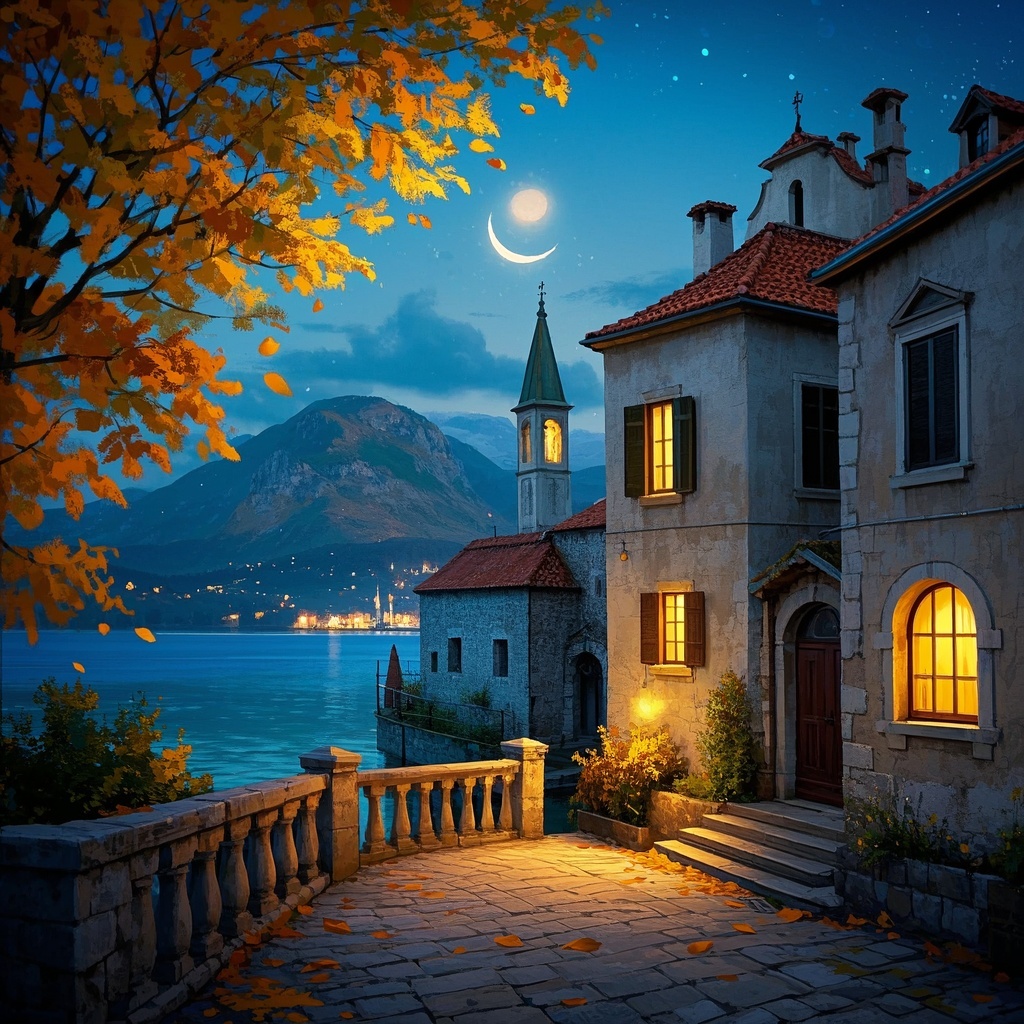 夜色古城艺术渲染-游戏美术与关卡设计师-秋夜关卡氛围验证