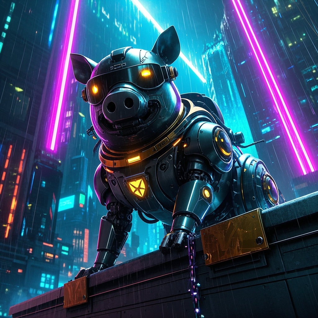 赛博朋克太空城机械猪—品牌营销KV主视觉