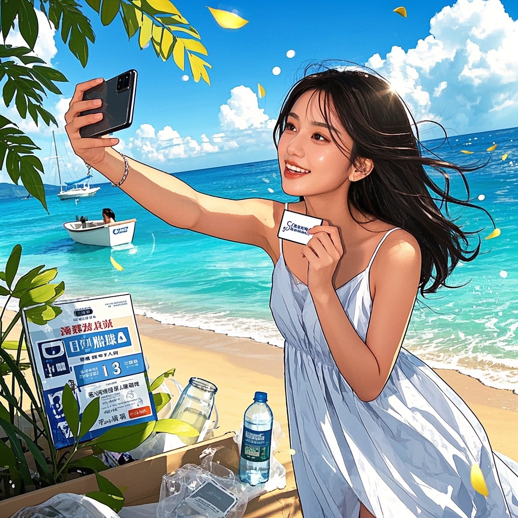 《海风轻拂白衣少女》品牌营销主视觉海报方案