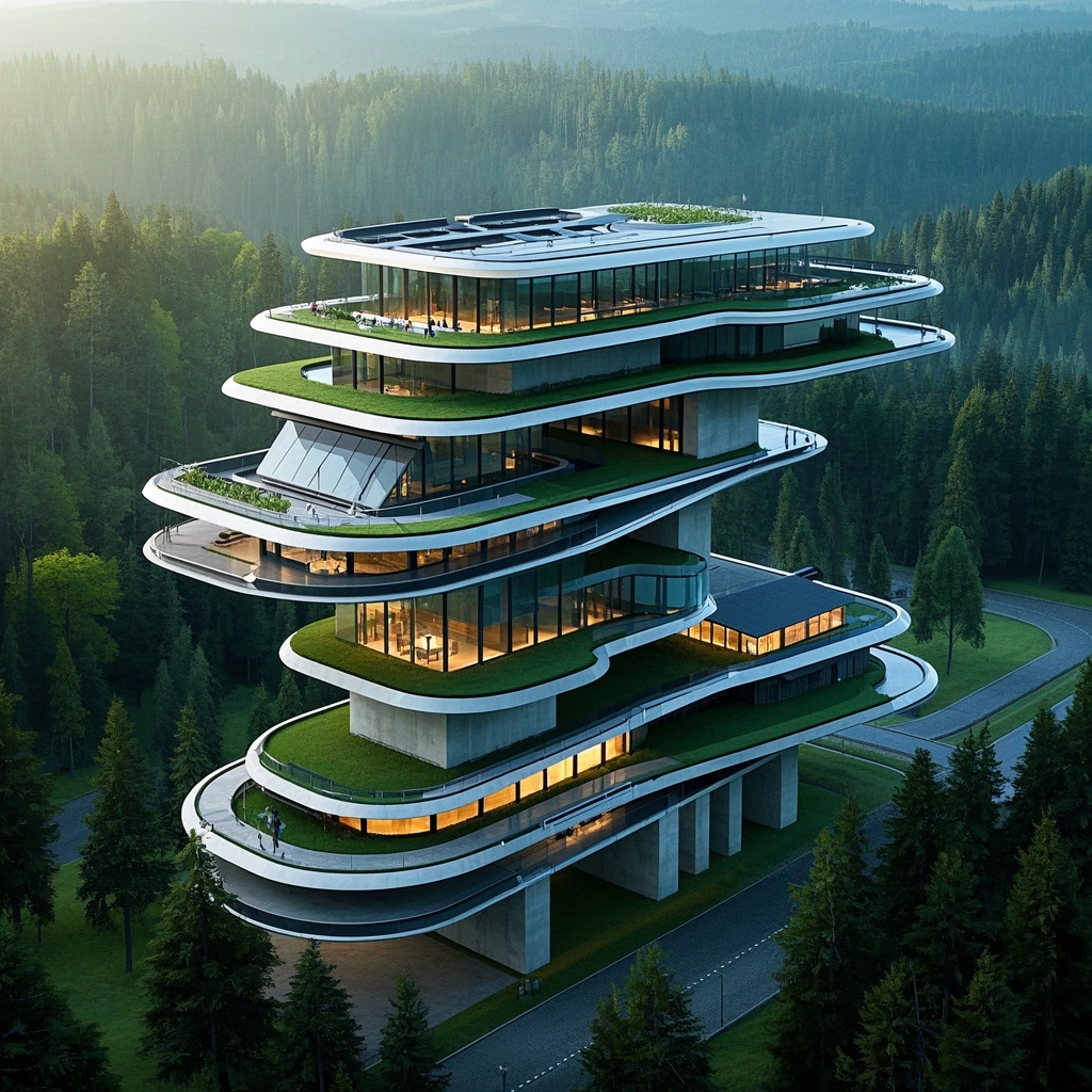 未来主义生态住宅设计-建筑事务所设计师-多版概念立面与体量