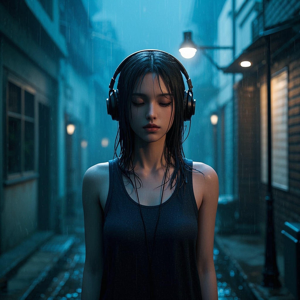 音乐封面-城市夜雨少女肖像-EP封面