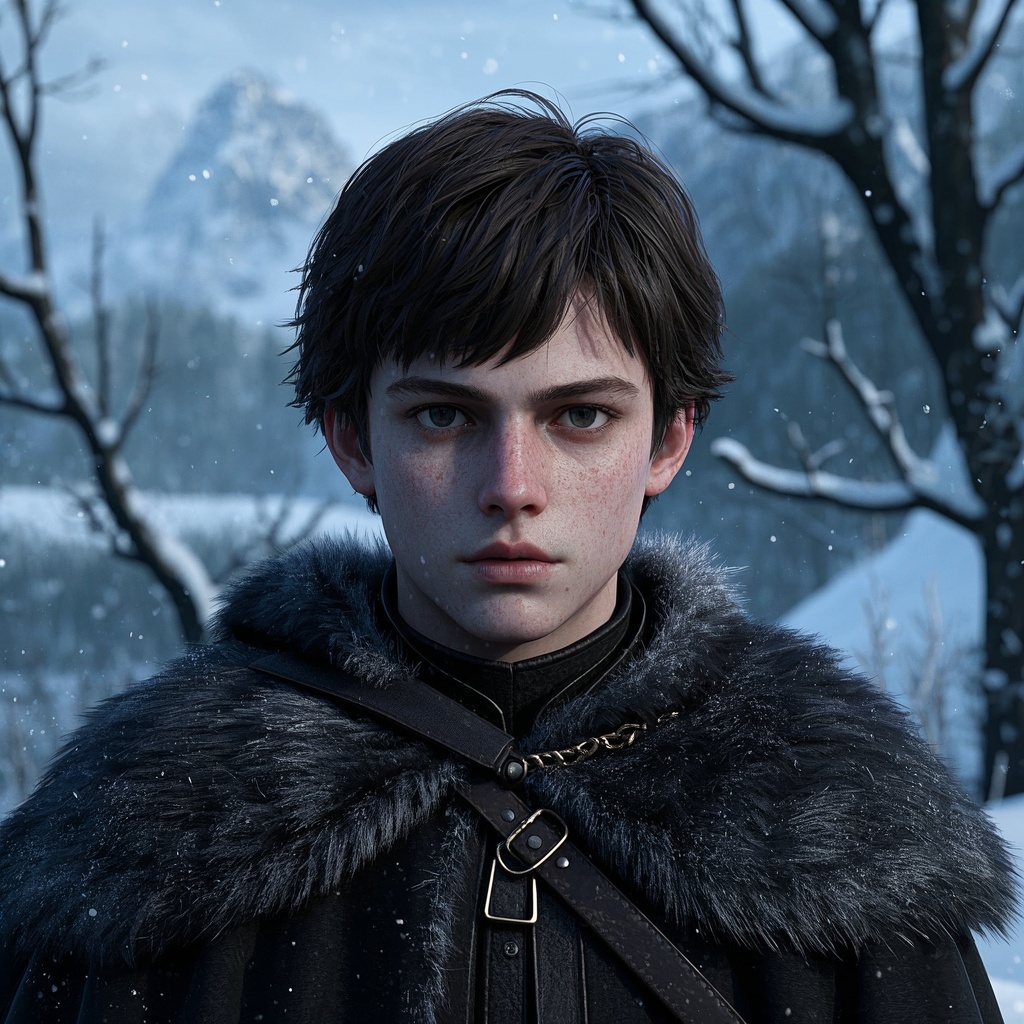 数字艺术家与插画师-高细节角色迭代《冬日雪景超写实肖像》