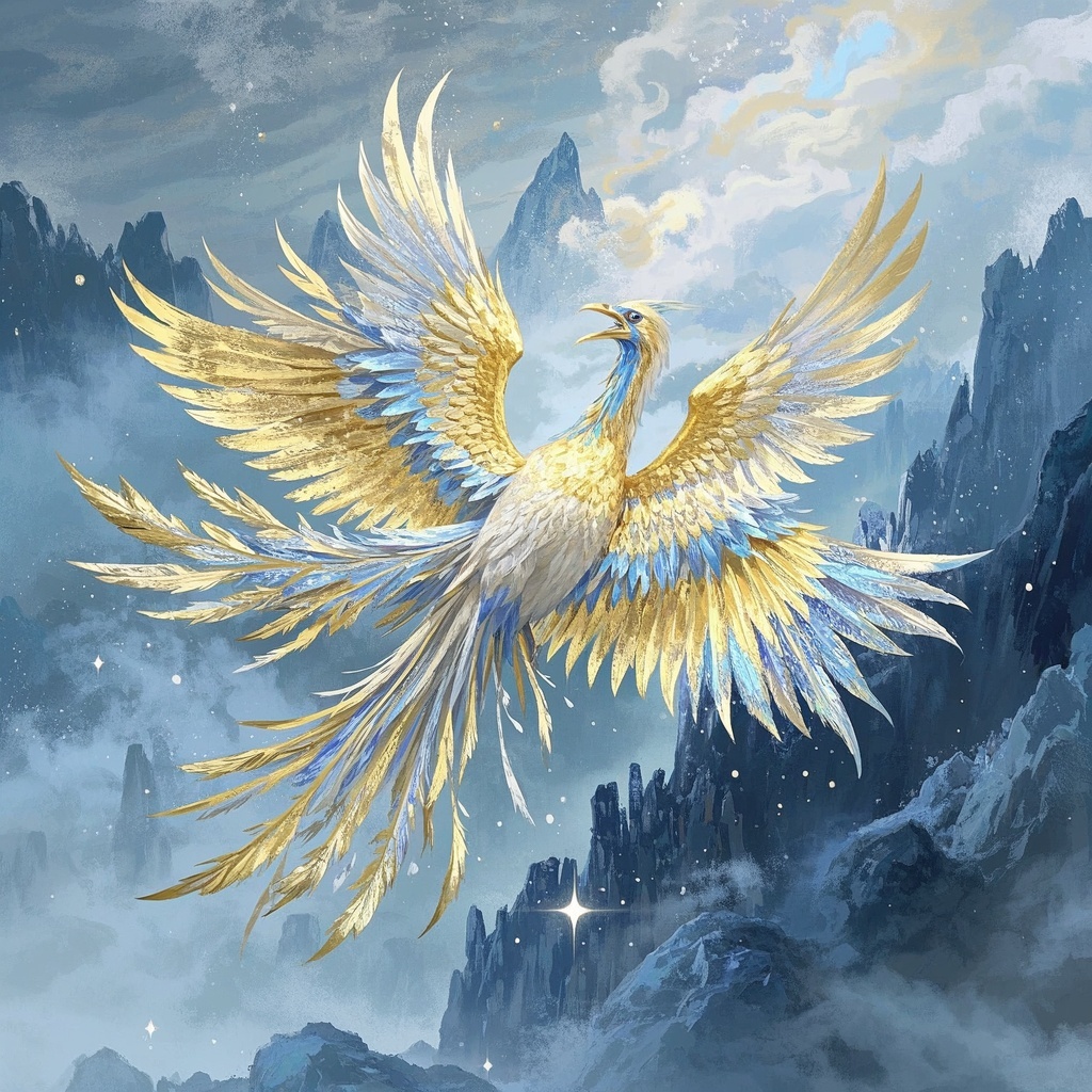 冰晶凤凰九天翱翔-插画概设-主视觉探索