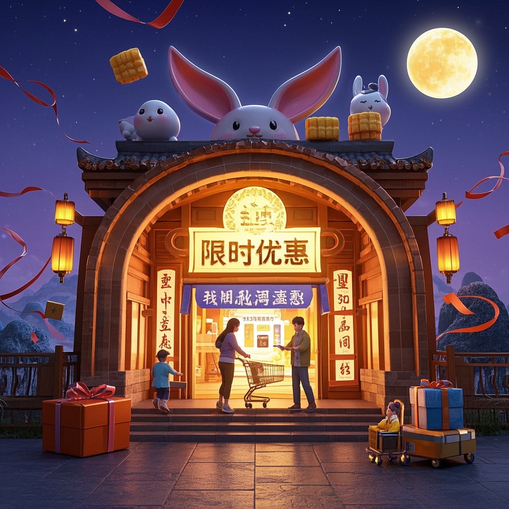 中秋团圆3D梦幻场景-电商运营-首页横幅与促销头图