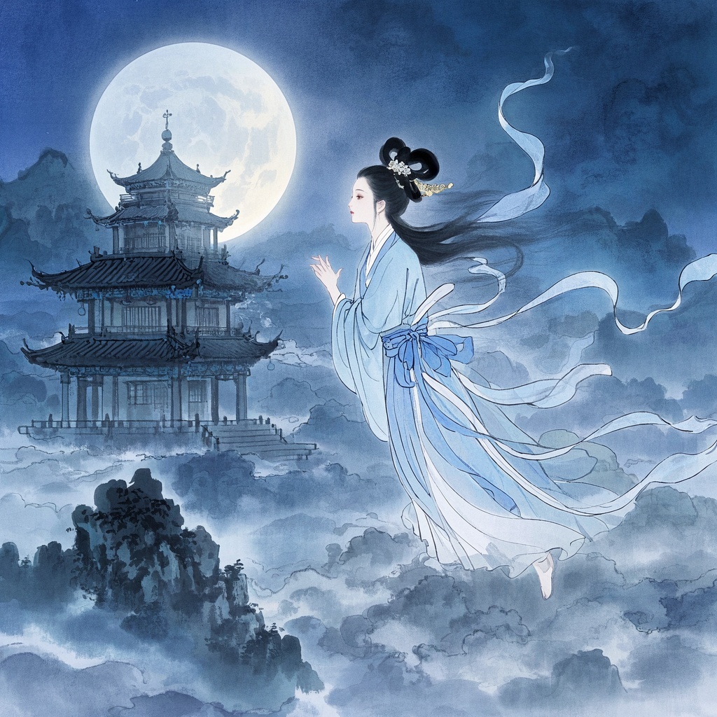 插画师-系列视觉-工笔嫦娥奔月