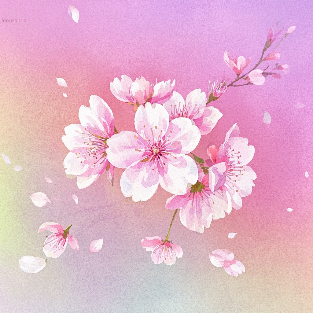 场景1-插画师-生成粉樱场景的梦幻水彩插图