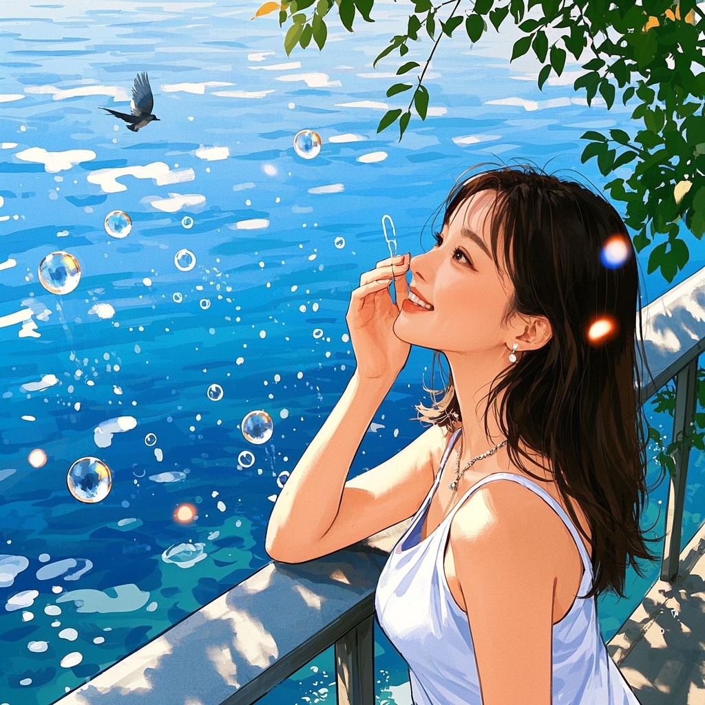 艺术创作者 - 单人长发女性站立涂鸦背景