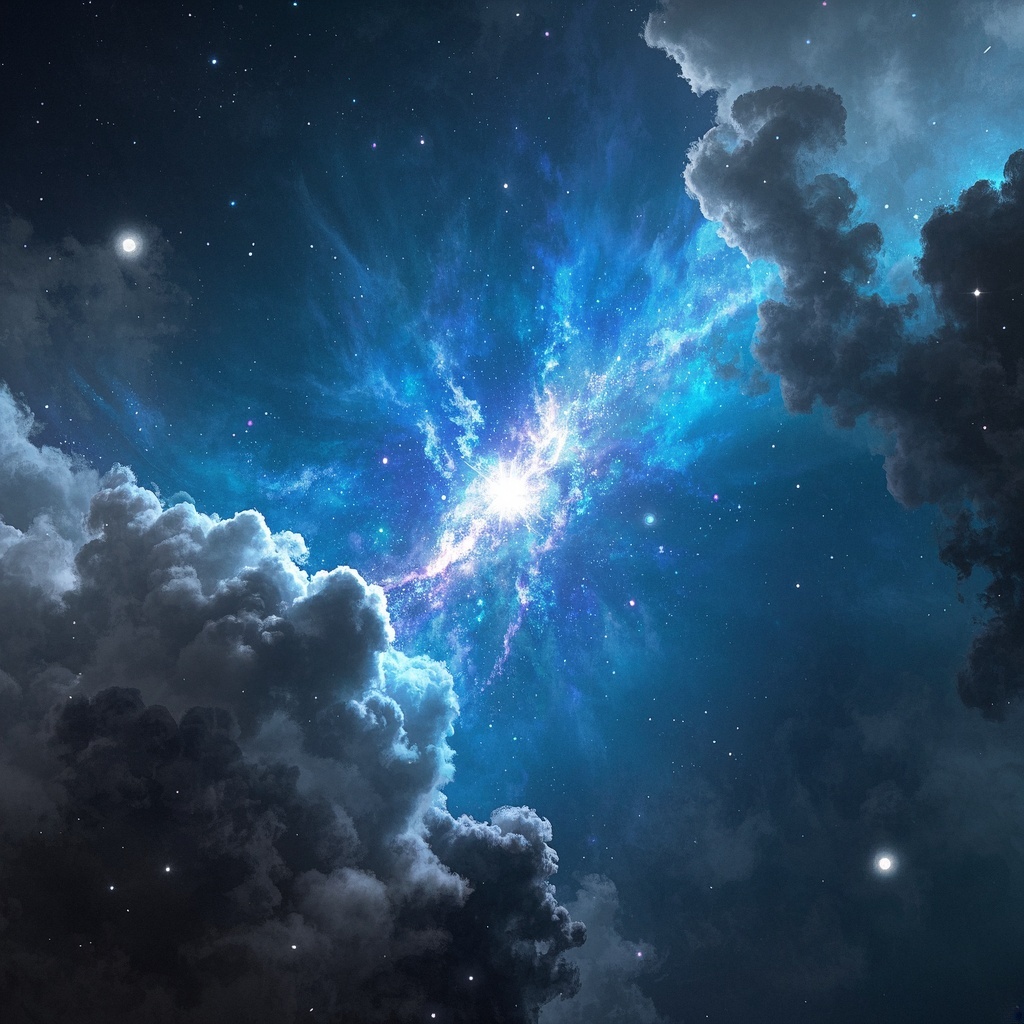 梦幻星云银河壁纸-品牌设计-低饱和蓝灰