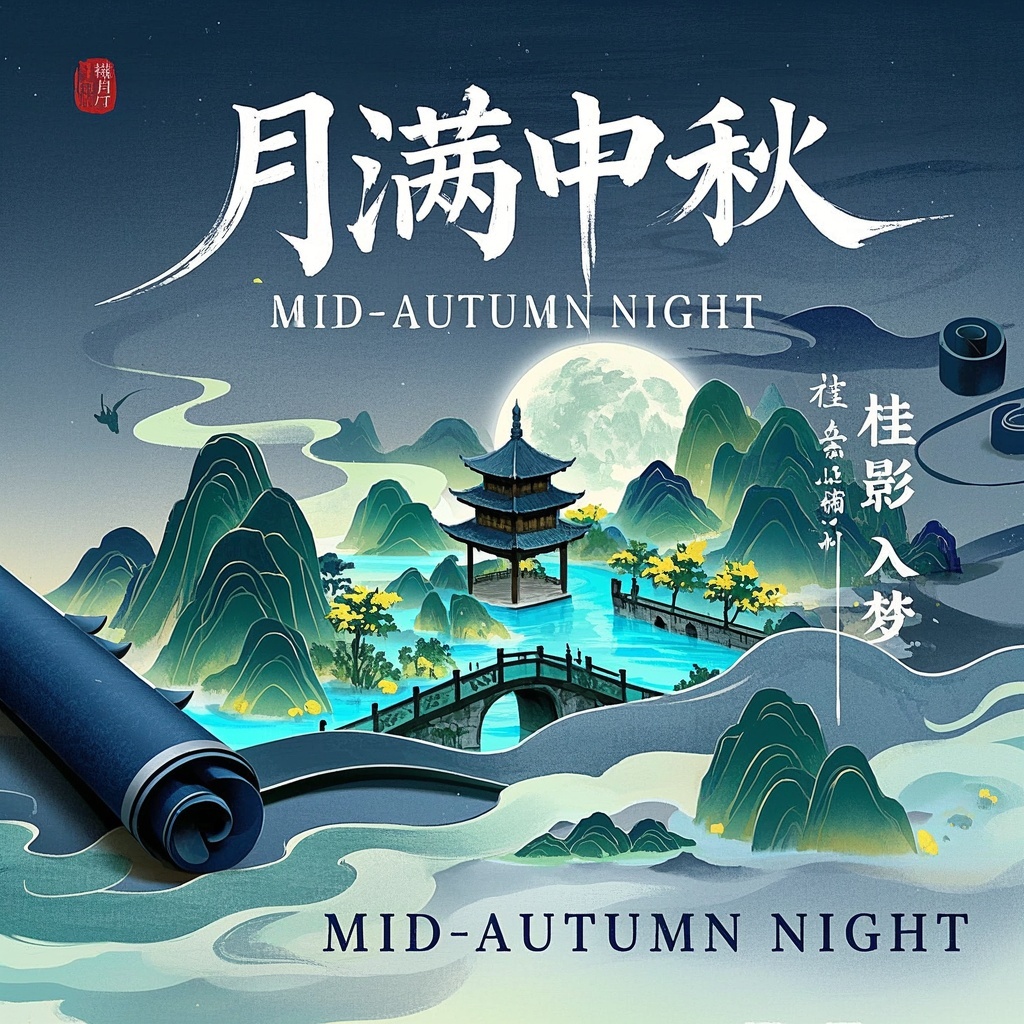 品牌设计师-风格探索-中秋月夜卷轴微缩景观